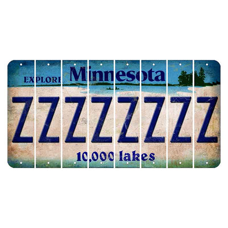 Minnesota 10000 Lakes Cut License Plate Strips (Set of 8) Z