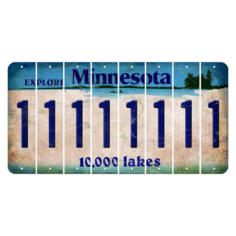 Minnesota 10000 Lakes Cut License Plate Strips (Set of 8) 1