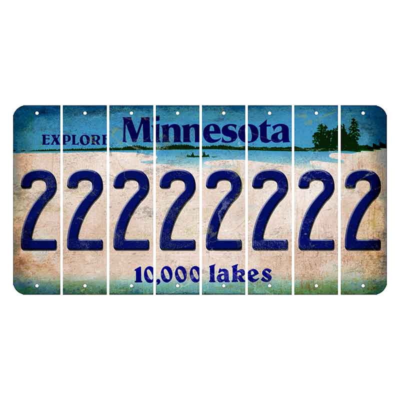 Minnesota 10000 Lakes Cut License Plate Strips (Set of 8) 2