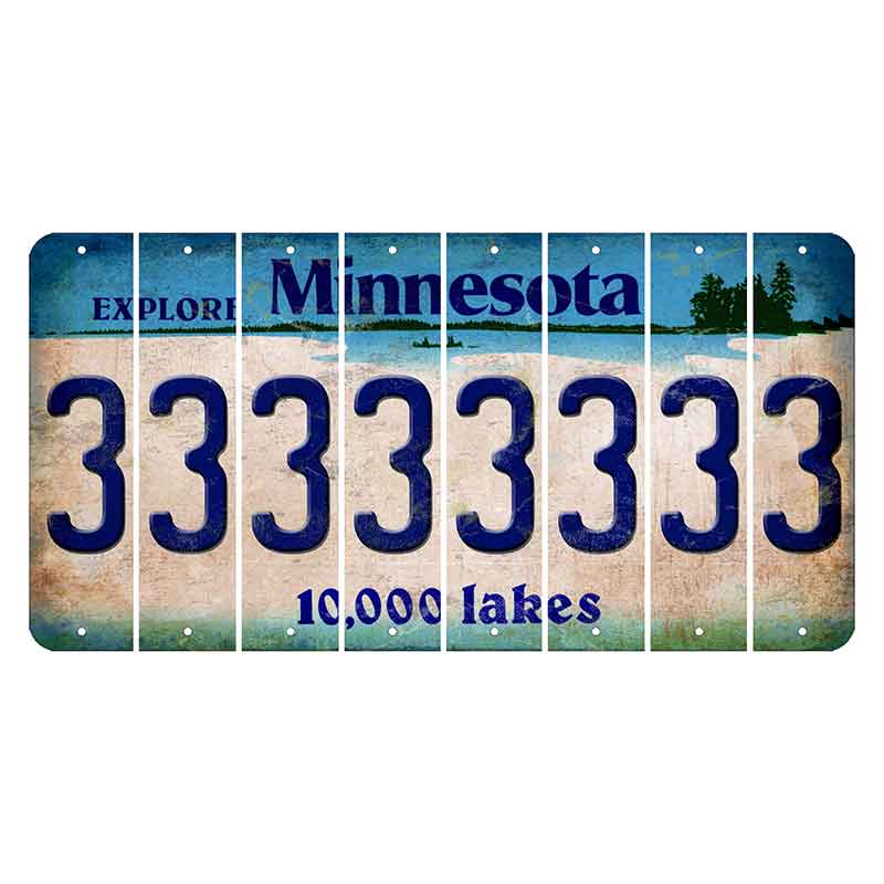 Minnesota 10000 Lakes Cut License Plate Strips (Set of 8) 3