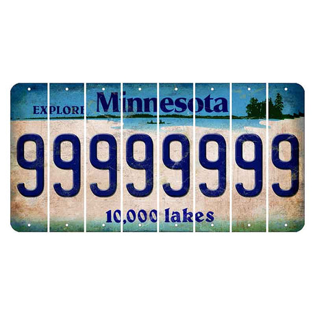 Minnesota 10000 Lakes Cut License Plate Strips (Set of 8) 9