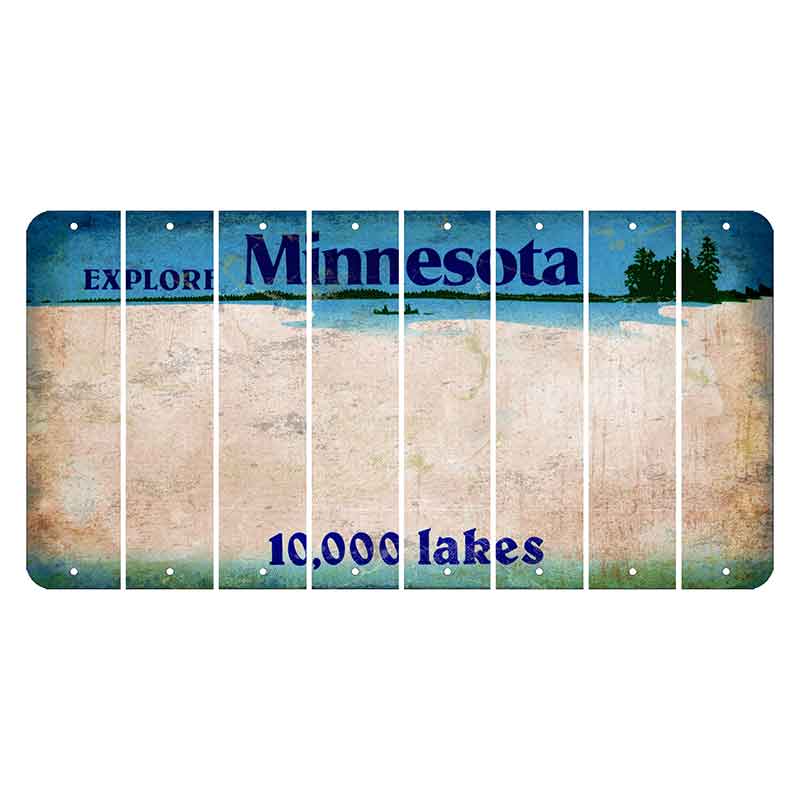 Minnesota 10000 Lakes Cut License Plate Strips (Set of 8) Blank