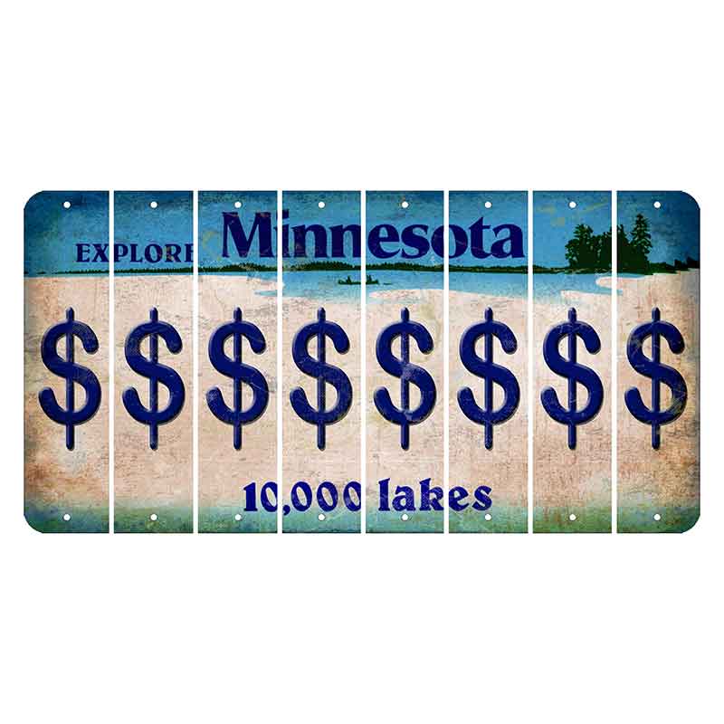 Minnesota 10000 Lakes Cut License Plate Strips (Set of 8) Dollar Sign