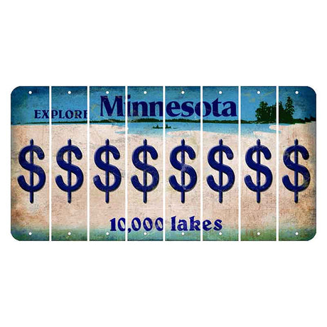 Minnesota 10000 Lakes Cut License Plate Strips (Set of 8) Dollar Sign