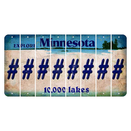 Minnesota 10000 Lakes Cut License Plate Strips (Set of 8) Hashtag