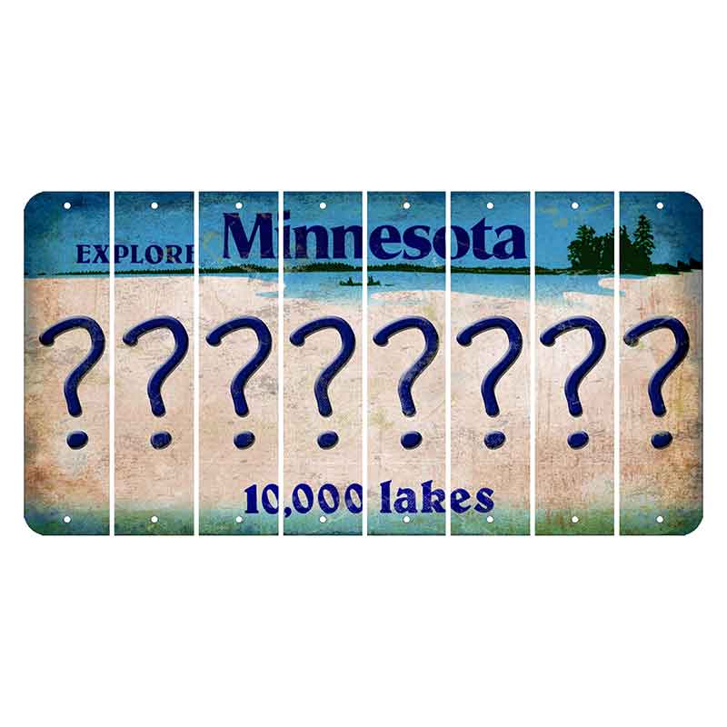 Minnesota 10000 Lakes Cut License Plate Strips (Set of 8) Question Mark