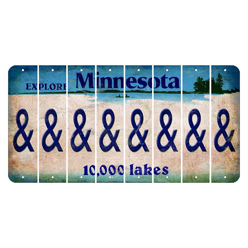 Minnesota 10000 Lakes Cut License Plate Strips (Set of 8) And Sign