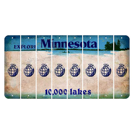 Minnesota 10000 Lakes Cut License Plate Strips (Set of 8) Grenade