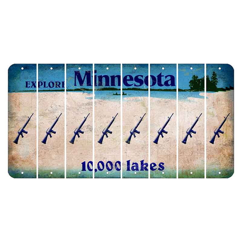 Minnesota 10000 Lakes Cut License Plate Strips (Set of 8) Rifle