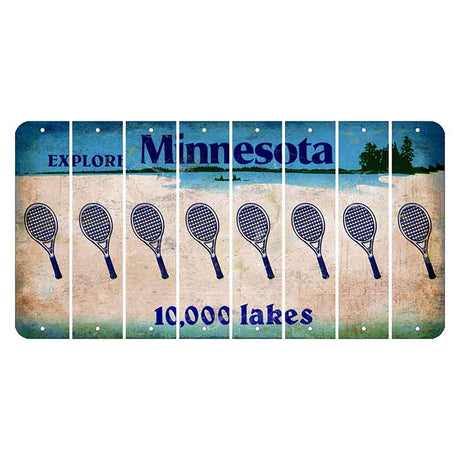 Minnesota 10000 Lakes Cut License Plate Strips (Set of 8) Tennis Racket