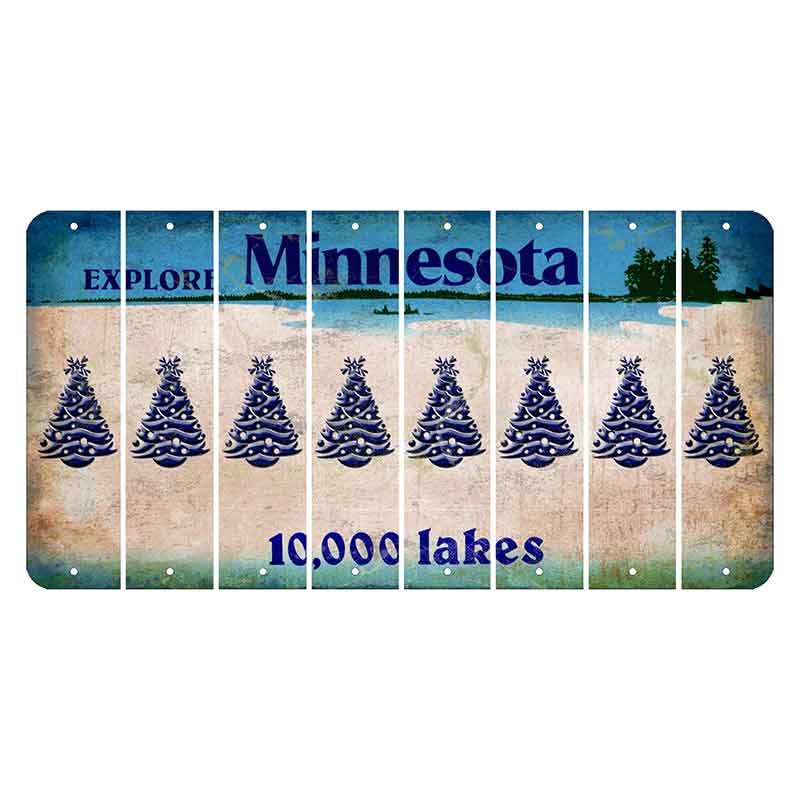 Minnesota 10000 Lakes Cut License Plate Strips (Set of 8) Christmas Tree