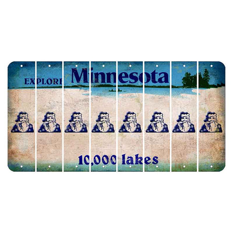 Minnesota 10000 Lakes Cut License Plate Strips (Set of 8) Santa Claus