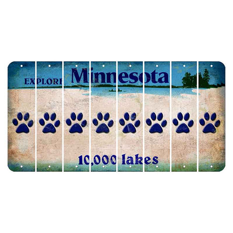 Minnesota 10000 Lakes Cut License Plate Strips (Set of 8) Dog Paw