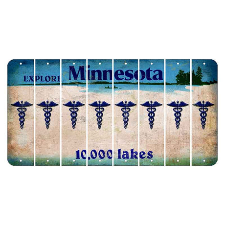 Minnesota 10000 Lakes Cut License Plate Strips (Set of 8) Caduceus