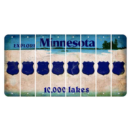 Minnesota 10000 Lakes Cut License Plate Strips (Set of 8) Police Badge