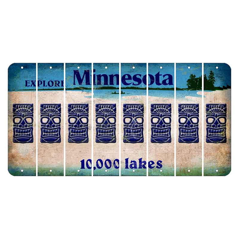 Minnesota 10000 Lakes Cut License Plate Strips (Set of 8) Tiki