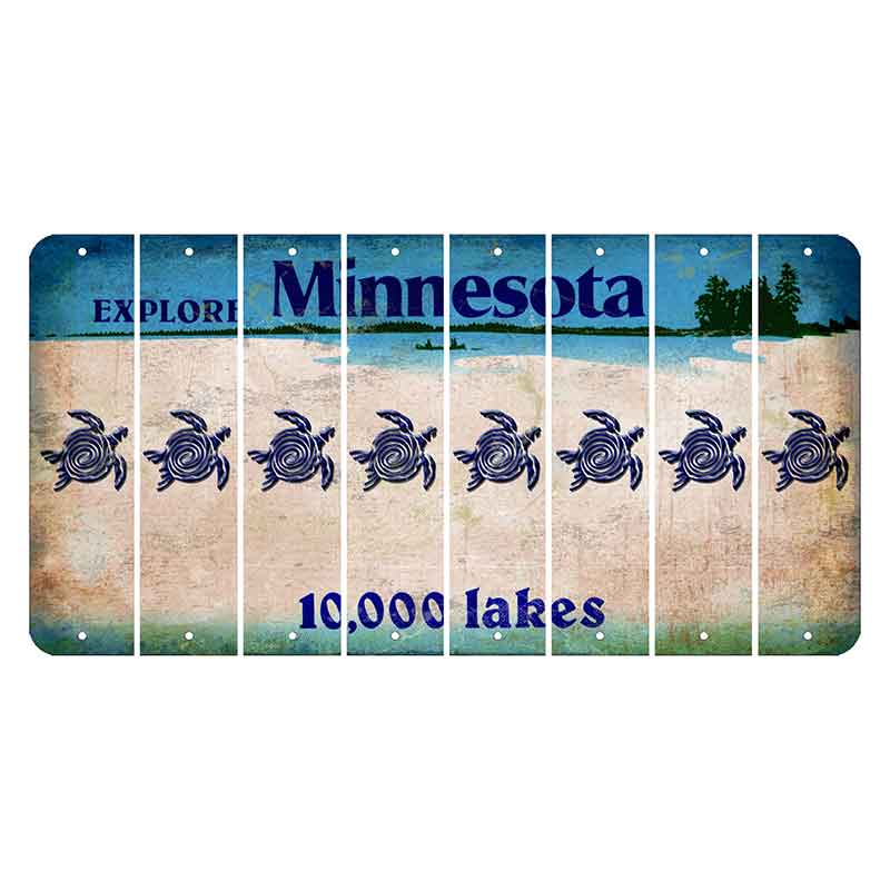 Minnesota 10000 Lakes Cut License Plate Strips (Set of 8) Sea Turtle