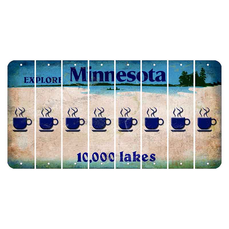 Minnesota 10000 Lakes Cut License Plate Strips (Set of 8) Coffee Mug