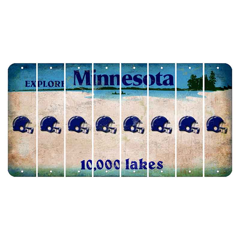 Minnesota 10000 Lakes Cut License Plate Strips (Set of 8) Football Helmet