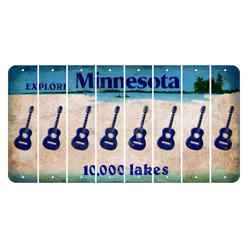 Minnesota 10000 Lakes Cut License Plate Strips (Set of 8) Guitar