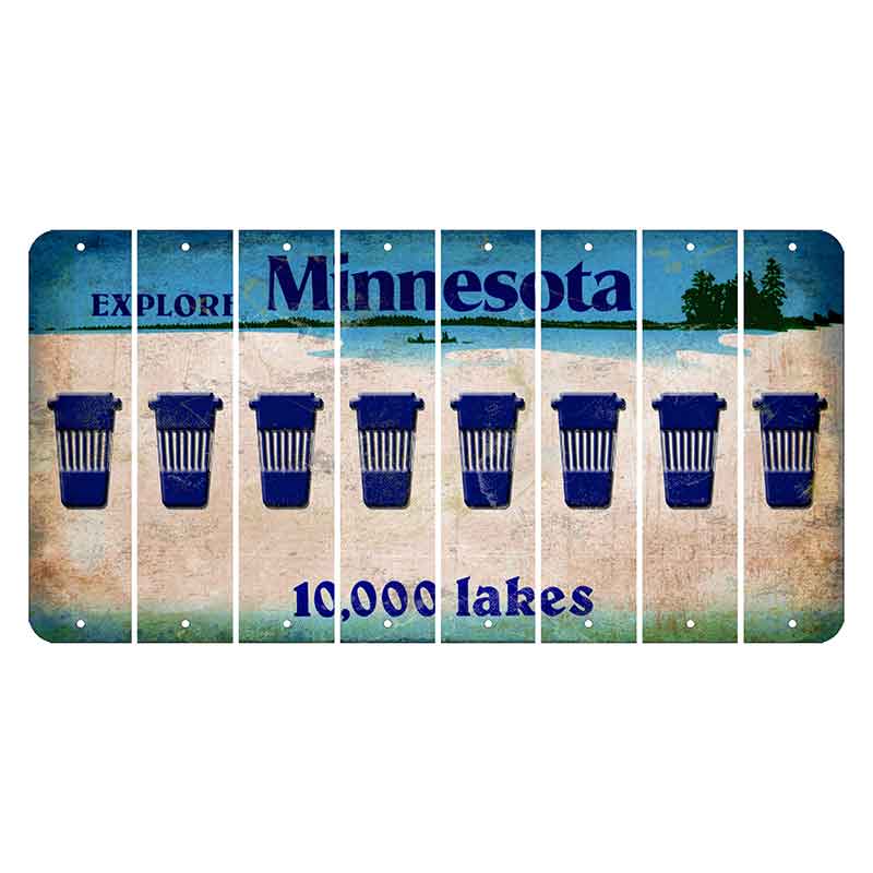 Minnesota 10000 Lakes Cut License Plate Strips (Set of 8) Latte