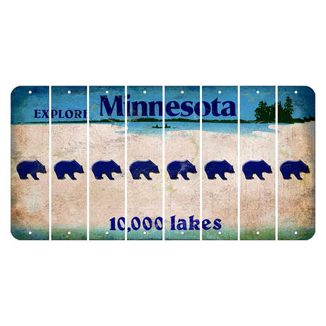 Minnesota 10000 Lakes Cut License Plate Strips (Set of 8) Bear