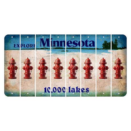 Minnesota 10000 Lakes Cut License Plate Strips (Set of 8) Fire Hydrant