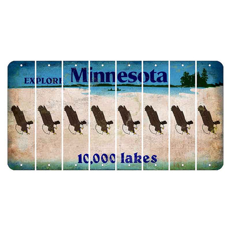 Minnesota 10000 Lakes Cut License Plate Strips (Set of 8) Bald Eagle