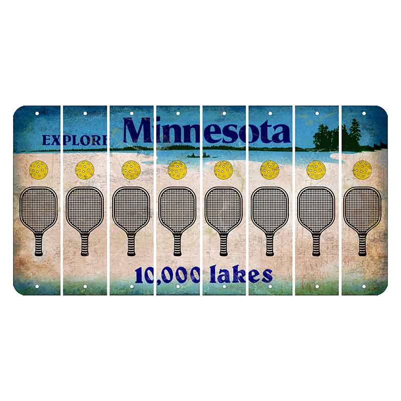 Minnesota 10000 Lakes Cut License Plate Strips (Set of 8) Pickleball