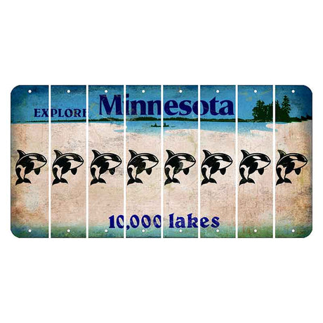 Minnesota 10000 Lakes Cut License Plate Strips (Set of 8) Whale