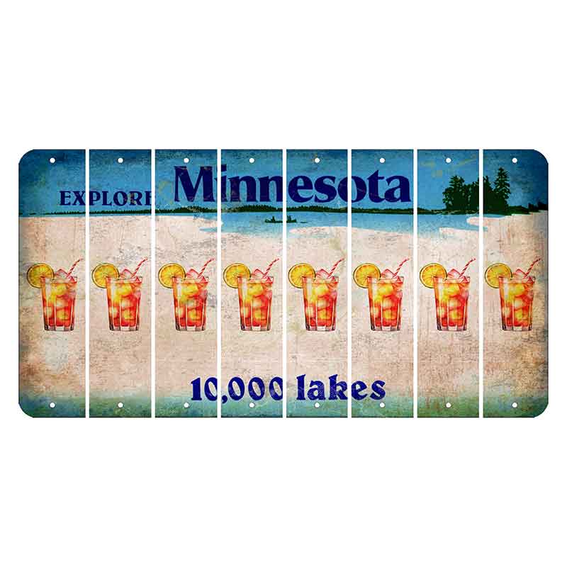 Minnesota 10000 Lakes Cut License Plate Strips (Set of 8) Cocktail