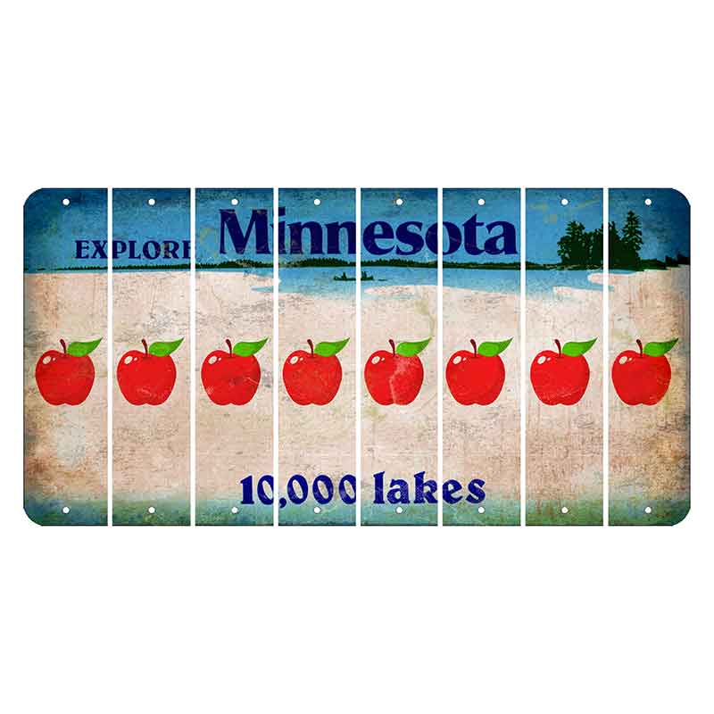 Minnesota 10000 Lakes Cut License Plate Strips (Set of 8) Apple