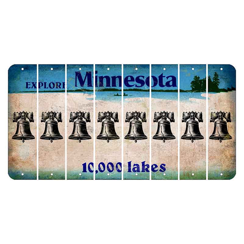 Minnesota 10000 Lakes Cut License Plate Strips (Set of 8) Liberty Bell