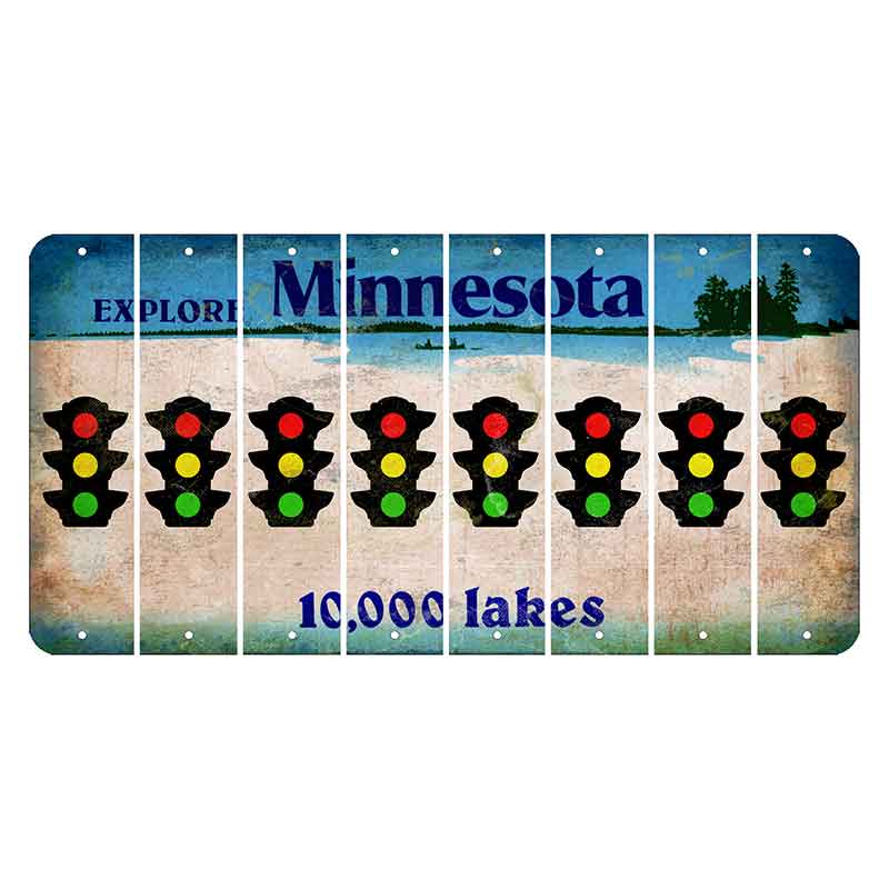 Minnesota 10000 Lakes Cut License Plate Strips (Set of 8) Traffic Light