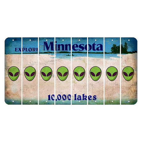 Minnesota 10000 Lakes Cut License Plate Strips (Set of 8) Alien