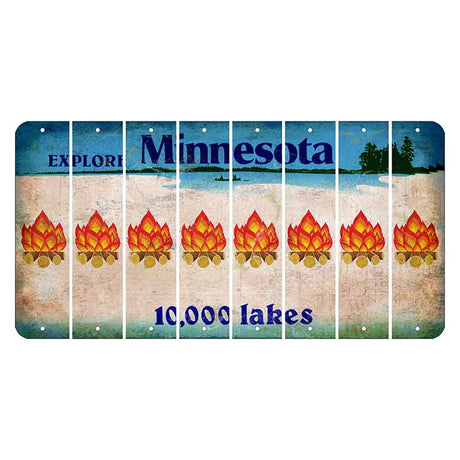 Minnesota 10000 Lakes Cut License Plate Strips (Set of 8) Campfire