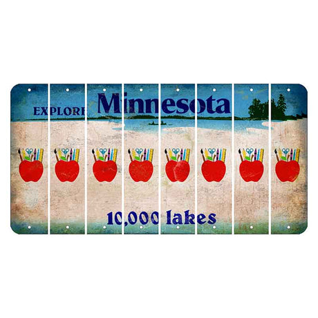 Minnesota 10000 Lakes Cut License Plate Strips (Set of 8) Teacher Apple