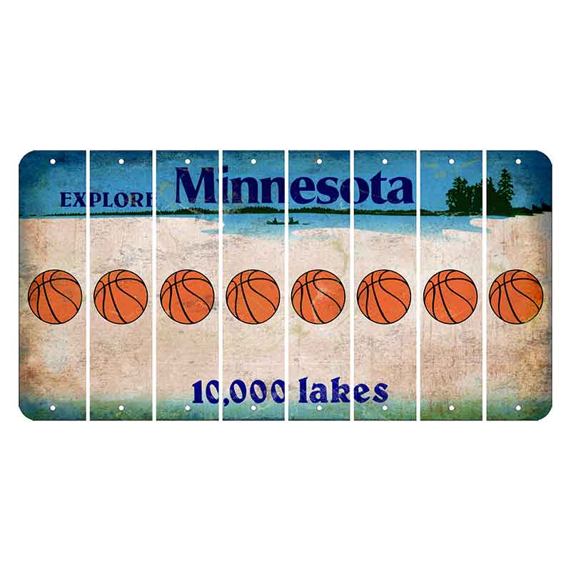 Minnesota 10000 Lakes Cut License Plate Strips (Set of 8) Basketball