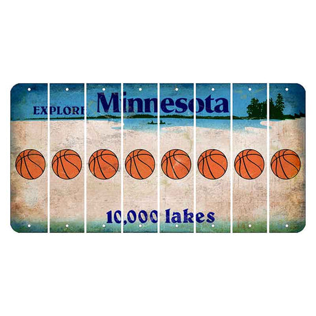 Minnesota 10000 Lakes Cut License Plate Strips (Set of 8) Basketball