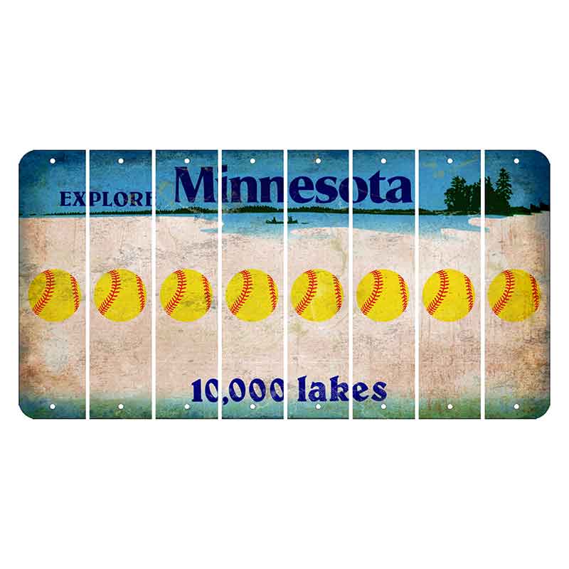 Minnesota 10000 Lakes Cut License Plate Strips (Set of 8) Softball