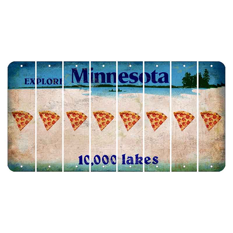 Minnesota 10000 Lakes Cut License Plate Strips (Set of 8) Pizza