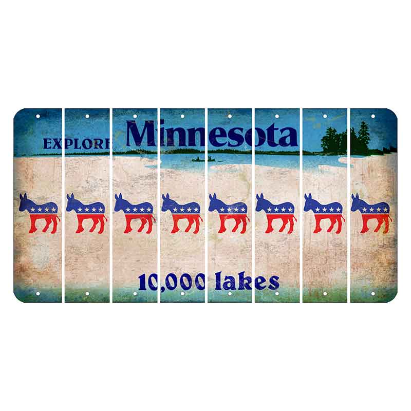 Minnesota 10000 Lakes Cut License Plate Strips (Set of 8) Democrat