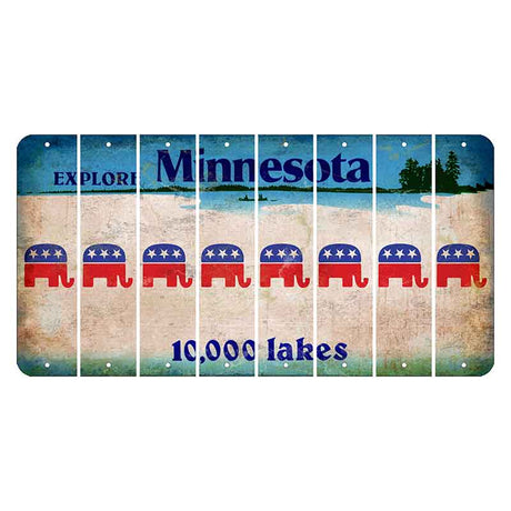 Minnesota 10000 Lakes Cut License Plate Strips (Set of 8) Republican