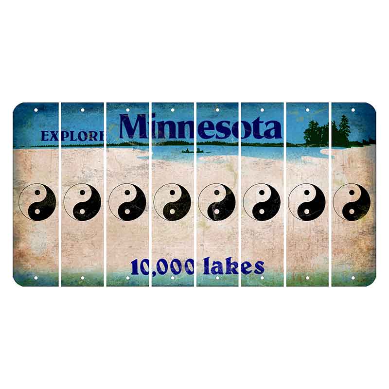 Minnesota 10000 Lakes Cut License Plate Strips (Set of 8) Yin Yang