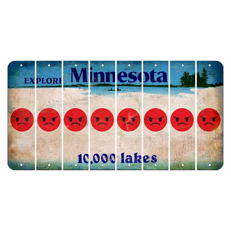 Minnesota 10000 Lakes Cut License Plate Strips (Set of 8) Emoji - Angry