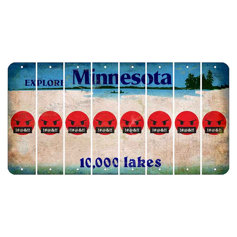 Minnesota 10000 Lakes Cut License Plate Strips (Set of 8) Emoji - Pissed