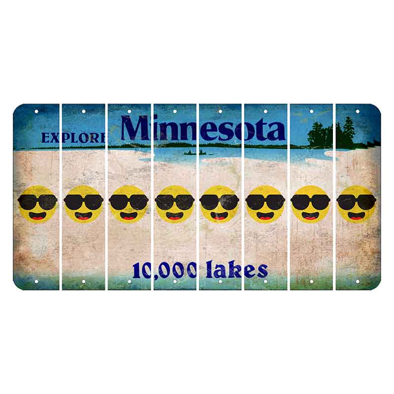 Minnesota 10000 Lakes Cut License Plate Strips (Set of 8) Emoji - Shades