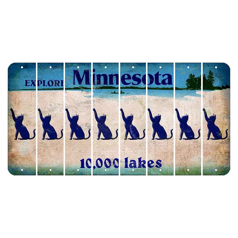 Minnesota 10000 Lakes Cut License Plate Strips (Set of 8) Cat