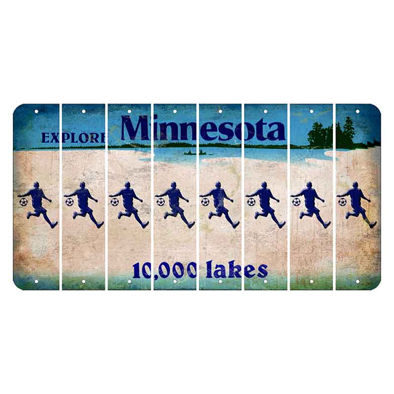 Minnesota 10000 Lakes Cut License Plate Strips (Set of 8) Soccer Player