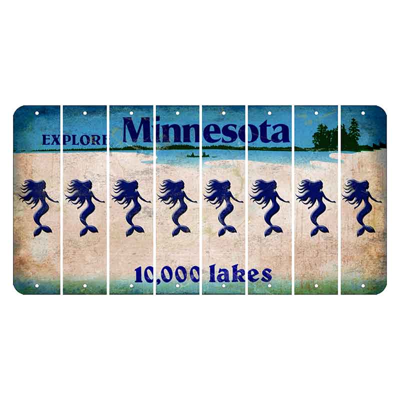 Minnesota 10000 Lakes Cut License Plate Strips (Set of 8) Mermaid